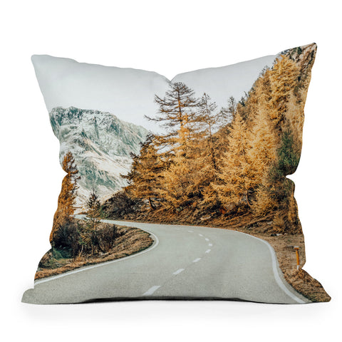 83 Oranges Snow and Golden Pine Outdoor Throw Pillow