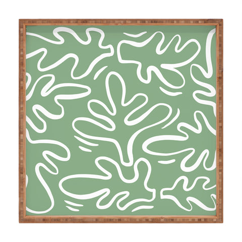 Alilscribble Abstract Greens Square Tray