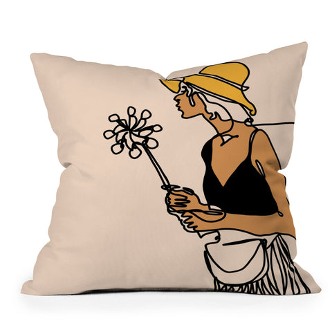 Alilscribble Flower Girl Outdoor Throw Pillow