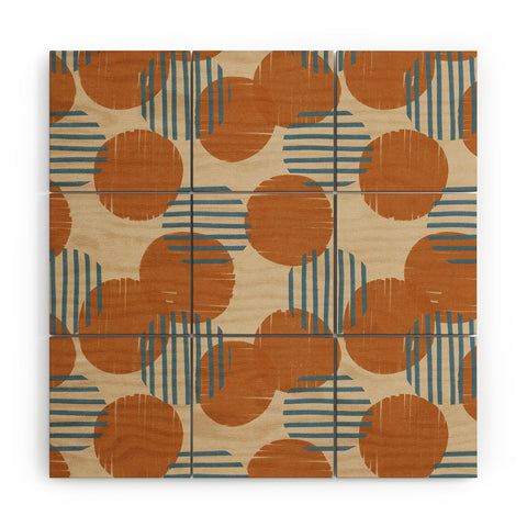 Alisa Galitsyna Abstract Pattern Orange Blue Wood Wall Mural