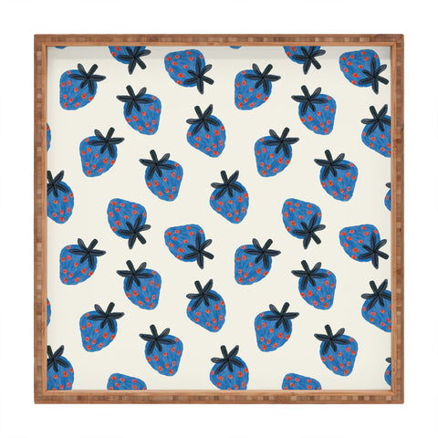 Alisa Galitsyna Blue Strawberries Square Tray