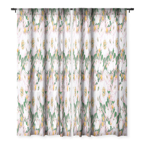 alison janssen Tropical Coral Floral 84 x 50 Single Panel Sheer Window  Curtain - Deny Designs