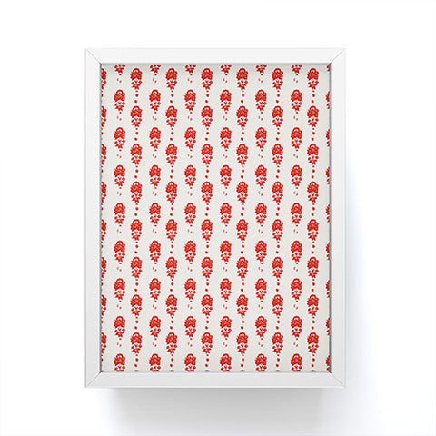 alison janssen Red Floral Block Print Framed Mini Art Print