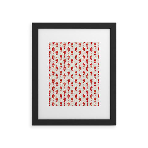 alison janssen Red Floral Block Print Framed Art Print