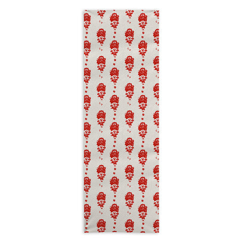 alison janssen Red Floral Block Print Yoga Towel