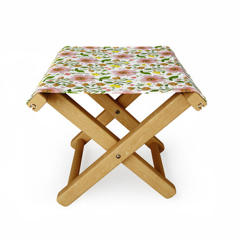 alison janssen Summer Floral pink yellow Folding Stool