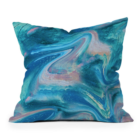 Alyssa Hamilton Art Gemstone 1 a melted abstract watercolor Throw Pillow