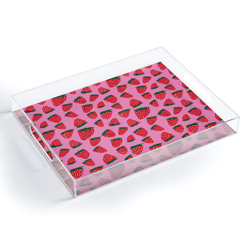 Angela Minca Organic summer strawberries Acrylic Tray