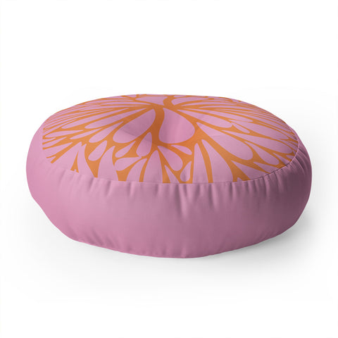 Angela Minca Pink pastel floral burst Floor Pillow Round