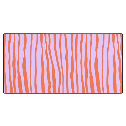 Angela Minca Retro wavy lines orange violet Desk Mat