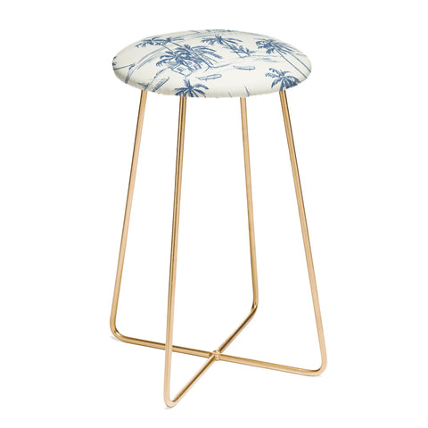 Anis Illustration Blue Beach Pattern Counter Stool