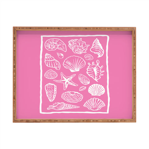 April Lane Art Pink Seashells Rectangular Tray