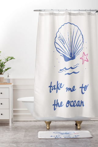 April Lane Art Take Me to the Ocean Shower Curtain And Mat