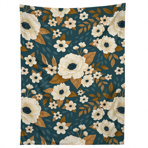 Avenie Delicate Blue and Gold Floral Tapestry