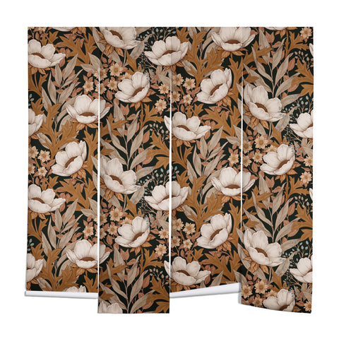 Avenie Floral Meadow Fall Neutrals Wall Mural