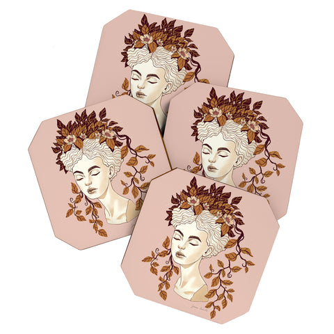 Avenie Goddess Planter Right Autumn Coaster Set