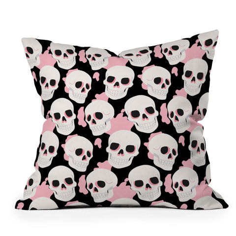 Avenie Goth Skulls Pink Throw Pillow
