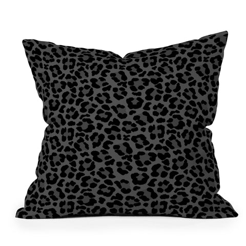 Avenie Leopard Print Black Outdoor Throw Pillow