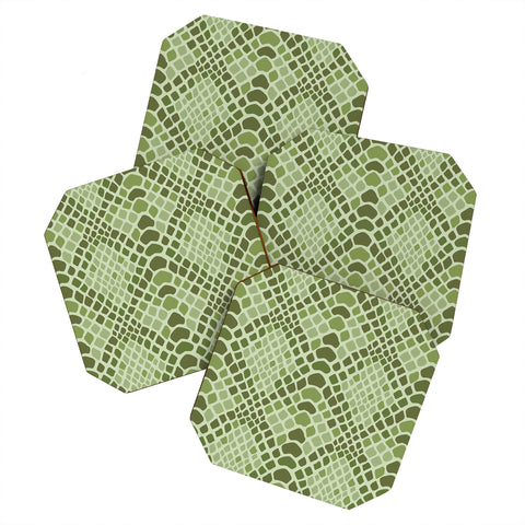 Avenie Snake Skin Green Coaster Set