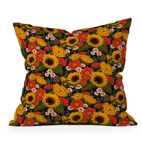 Avenie Sunflower Meadow Outdoor Throw Pillow