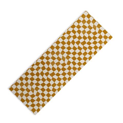 Avenie Warped Checkerboard Gold Yoga Mat