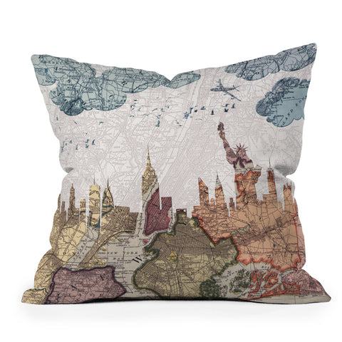 Belle13 New York Skyline Outdoor Throw Pillow