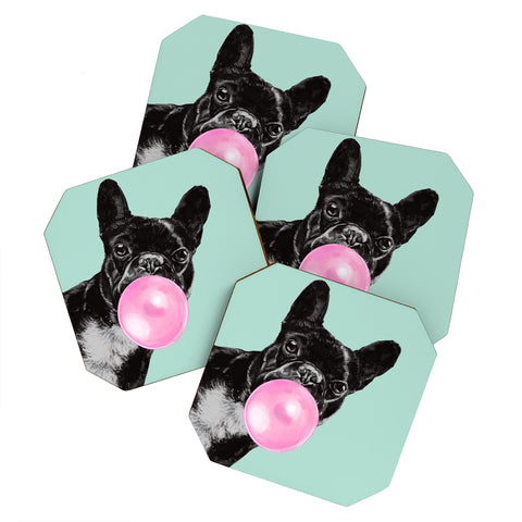 Big Nose Work Bubblegum French Bulldog Coaster Set