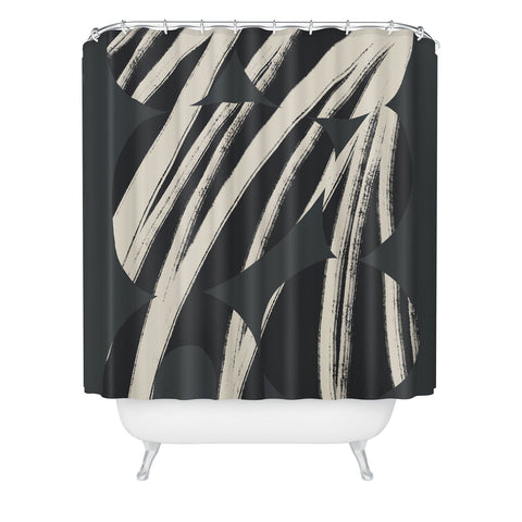 Bohomadic.Studio Abstract Shape with Black Line Shower Curtain