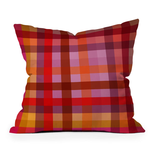 Camilla Foss Gingham Red Outdoor Throw Pillow