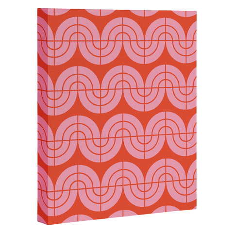 Camilla Foss Wavy Pattern Pink and Orange Art Canvas