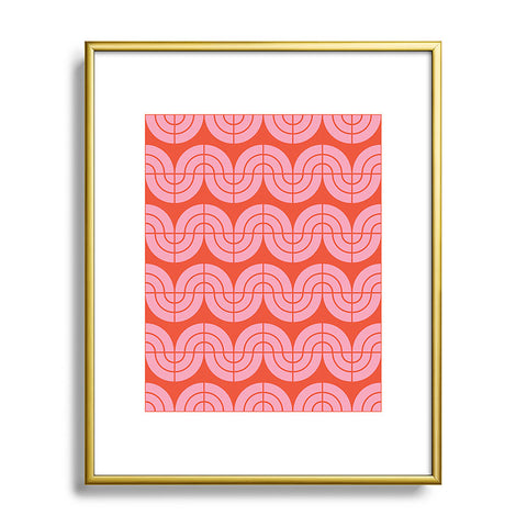 Camilla Foss Wavy Pattern Pink and Orange Metal Framed Art Print