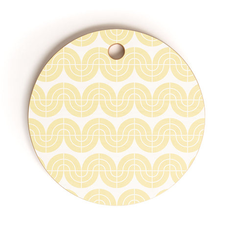 Camilla Foss Wavy Pattern Yellow and White Cutting Board Round