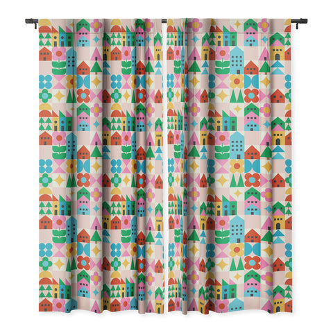 Carey Copeland Happy Town Checks Blackout Window Curtain