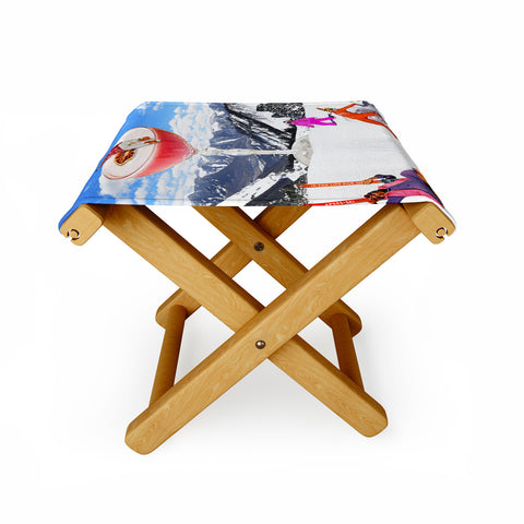 carolineellisart Skis in the Clouds Folding Stool