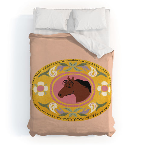 carriecantwell Cowgirl Belt Buckle Duvet Cover