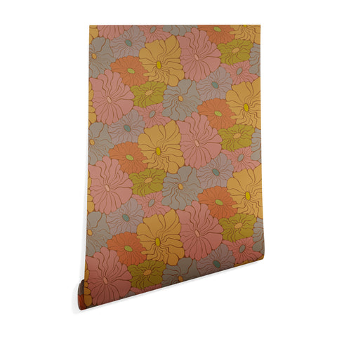 carriecantwell Exotic Groovy Flowers Earthy Wallpaper