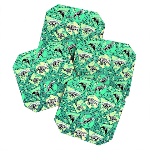 Chobopop Nineties Dinosaur Skeleton Pattern Coaster Set