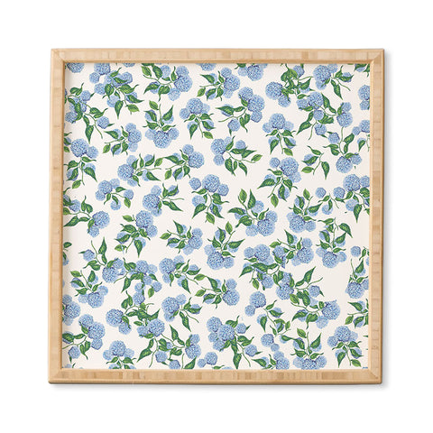 ChrissyInk Hydrangea blue flowers botanicals Framed Wall Art