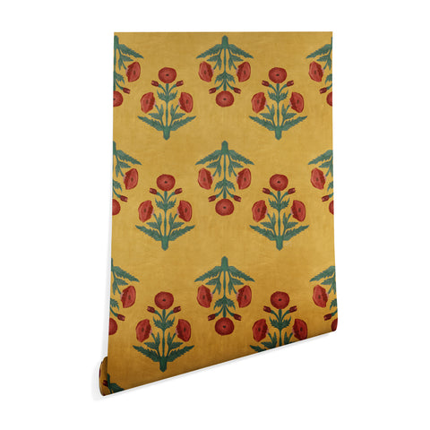 Christabel Yellow and Red Mughal Poppies Wallpaper