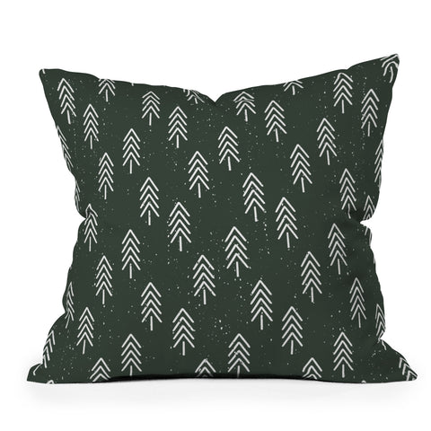 CoastL Studio Pine Trees Olive Outdoor Throw Pillow