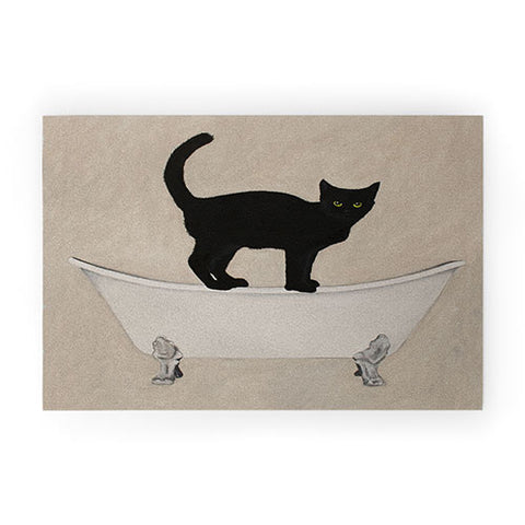 Coco de Paris Black Cat on bathtub Welcome Mat