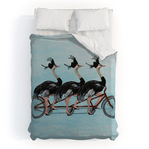 Coco de Paris Ostriches on bicycle Duvet Cover
