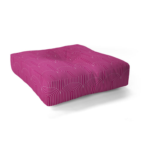 Colour Poems Art Deco Arch Pattern Pink Floor Pillow Square