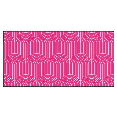 Colour Poems Art Deco Arch Pattern Pink Desk Mat