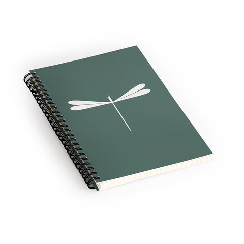 Colour Poems Dragonfly Minimalism Green Spiral Notebook