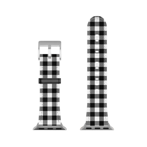 Colour Poems Gingham Black and White Apple Watch Band