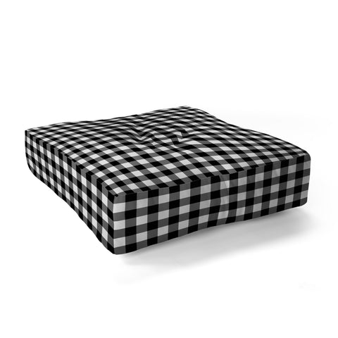 Colour Poems Gingham Black and White Floor Pillow Square