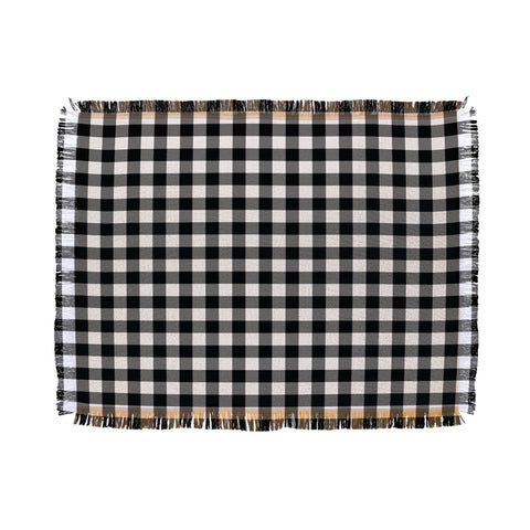 Colour Poems Gingham Black and White Throw Blanket