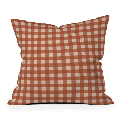 Colour Poems Gingham Classic Red Outdoor Throw Pillow