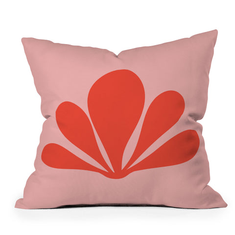 Colour Poems Tropical Plant Minimalism Red Outdoor Throw Pillow